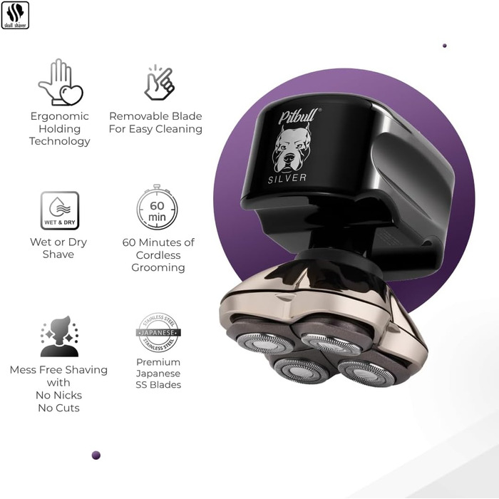 Pitbull Silver PRO – Преміум електробритва для чоловіків, голови та обличчя