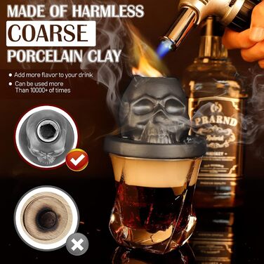 Набір для копчення коктейлів Anmyox з ліхтариком, набір для копчення віскі, набір для бурбону, подарунок для чоловіків, набір з черепом, подарунок для друзів, чоловіка, батька (без бутану)