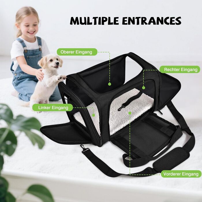 Транспортувальна сумка для собак та котів ALLSOPETS, складана, для маленьких тварин, для подорожей, хатинок, кемпінгу (чорний матовий)