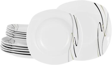 CreaTable Серія Amelie Piazza: 12-частинний набір посуду для 6 осіб з порцеляни, 28.5 x 22 x 31 см
