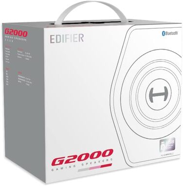 Edifier G2000 - ігрова Bluetooth колонка з RGB-підсвічуванням та 3 режимами звуку. Підтримка Bluetooth, USB та 3.5mm аудіороз'єм. Білий колір