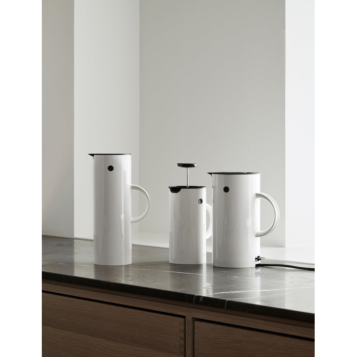 Термос Stelton EM77 - 1 літр, білий. Зберігає тепло та холод, з скляною вставкою, магнітний замок, для чаю та кави, вінтажний дизайн