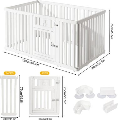 Клітка-вигул для собак та тварин, 156x96x75 см, біла (CEIEVER)