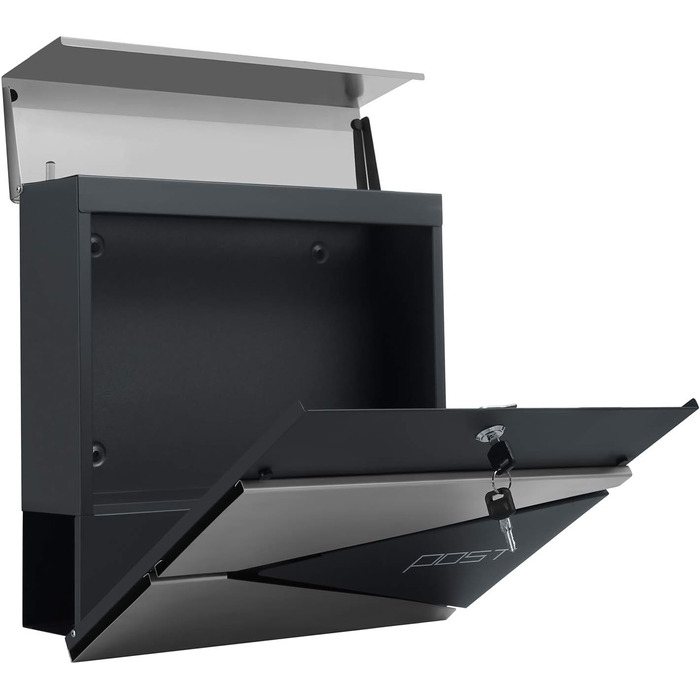 Поштовий ящик SONGMICS XXL, вуличний, з замком та відділенням для преси, антрацитово-сірий + сріблястий, GMB051G02