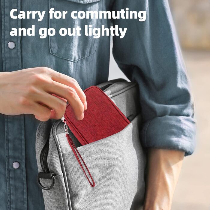 Органайзер для кабелів NEUSID: зручна подорожня сумка для USB-кабелів, Power Bank, SD-карт (червона)