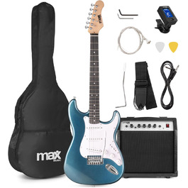 Електрогітара Max GigKit: Комплект з підсилювачем 40 Вт, аксесуарами та чохлом (4/4, блакитний)