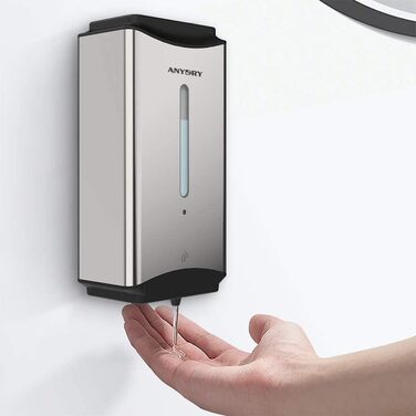 anydry AD1206 Commercial Wall Mount Automatic Liquid Soap Dispenser, Stainless Steel Finish, 1100ml Large Capacity (Polished Stainless Steel)