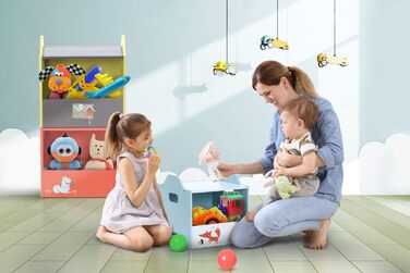 Дерев'яна коробка для зберігання іграшок labebe для дітей, ігрова скриня 30x30x30 см, стелаж для іграшок, коробка з відкритими дверцятами, подарунок на день народження