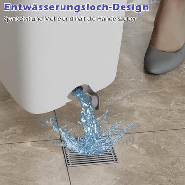 Набір для миття підлоги з відром, вичавлювач для підлоги, набір мопів 2 в 1 з регульованою ручкою з нержавіючої сталі та 6 мікрофібровими насадками, підходить для плитки та ламінату (моп з відром - білий)