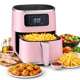 Аерофритюрниця Air Fryer 5л, 1450 Вт, велика чаша XL, рожева