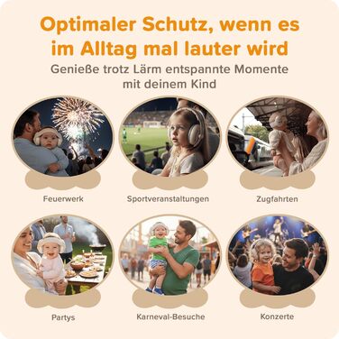 Навушники шумоізоляційні дитячі 3-48 місяців - захист слуху для малюків 25dB, зменшення шуму - м'які дитячі навушники з еластичним та регульованим обручем, бежевий