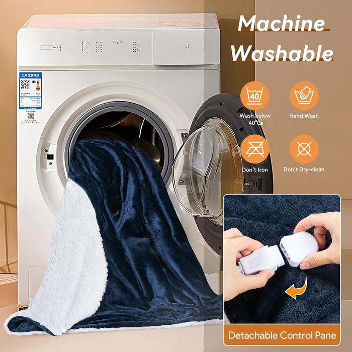 Електрична ковдра Olycism з автовимкненням 160x130 см, 10 режимів нагріву, таймер, захист від перегріву, блакитна