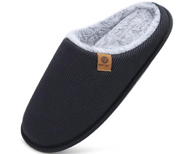 Чоловічі халати для дому ONCAI з піною Memory Foam, плюшевою підкладкою та гумовою підошвою, чорні, розмір EU 40-49