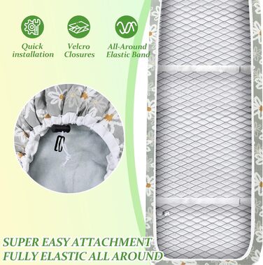 Чохол для гладильної дошки 125x45 см, Extra Dick з бавовни, з підкладкою та терморефлексною поверхнею, з гумкою, сумісний з дошками 117-125x37-45 см, для парогенераторів та прасок, Easy Fit