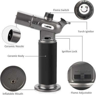 Газовий пальник Flambierbrenner з подвійним полум'ям для приготування десертів, гриля та карамелізації. Ідеально для дому, кухні та барбекю