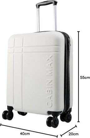 Ручний багаж Cabin Max Anode – валіза на колесах, жорсткий корпус, 4 колеса, кодовий замок (55x40x20 см, білий)