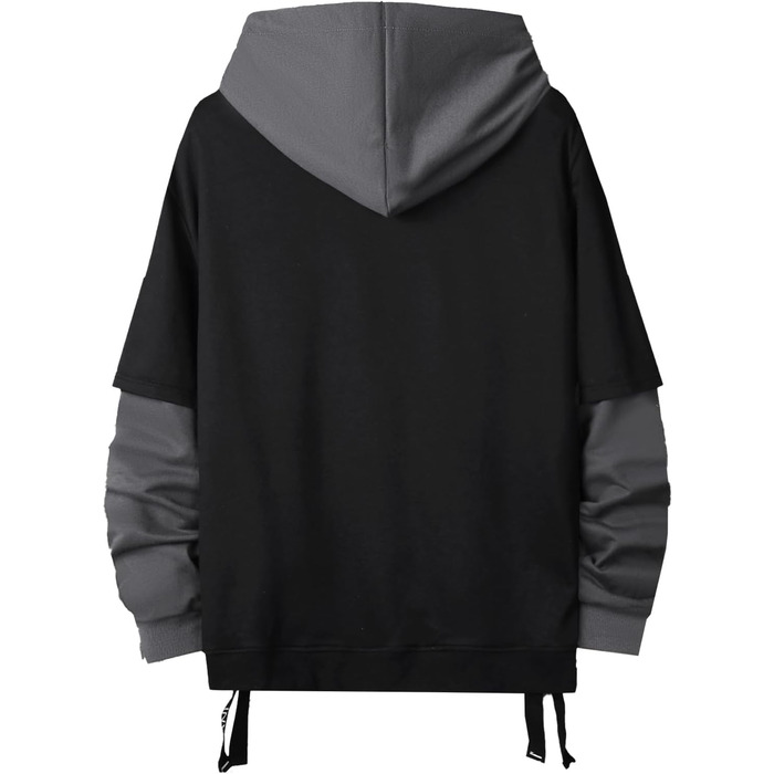 Худі чоловіче GURUNVANI з па́тчворком, чорний, розмір S