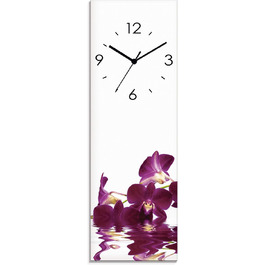 ARTLAND Wall Decor Wall Clock without Ticking Sounds, Glass, 20x60 cm, Rectangular, Silent, Natural Design, Zen, Spa, Stones, Asian, Modern, T6CD (Purple Orchid, Radio Clock)
