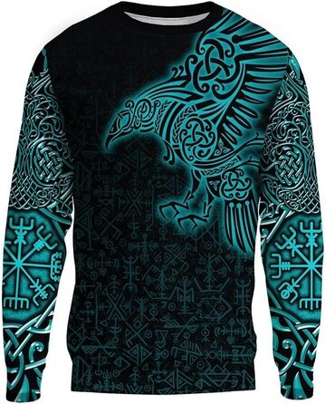 ЛУОН Худі з блискавкою для чоловіків Viking Nordic Raven, вінтажна толстовка з капюшоном, одяг у стилі tree wear (L)