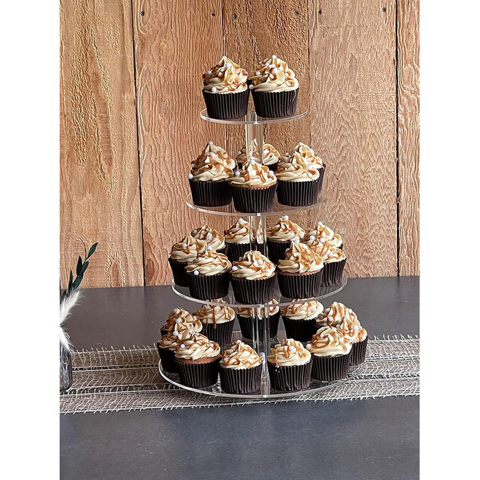 Підставка для капкейків Fhmidic на 6 ярусів, акрилова етажерка, 6-ярусний дисплей для десертів, тортів, випічки, для вечірок, днів народжень, дитячих свят, хрестин (кругла)