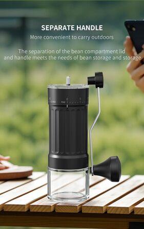 Ручний кавомолка OrkeyDolk з керамічним жорном, 40 режимів помолу, для Aeropress, Pour Over і Мока, регульована, сучасний дизайн