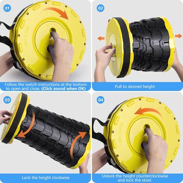 Складний стілець GeeRic: телескопічний, для кемпінгу та риболовлі, дитячий, зелений (жовтий)