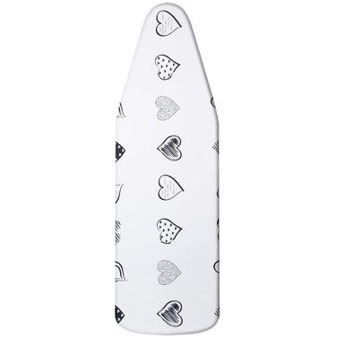 Гладильна дошка Yizunnu: 140x50 см, товсте покриття, шнурок, регульований затискач, простий монтаж, стійкий до подряпин принт (серце)