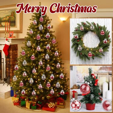 Набір прикрас на ялинку: 30 пластикових кулі діаметром 6 см (червоні)