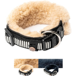 Інноваційний нашийник для собак Chris з ланолінової вовни, зменшує випадіння шерсті, з підкладкою, світловідбиваючий, регульований, для собак малого, середнього та великого розміру. Розміри: M (35-45 см), L (45-55 см), XL (55-65 см). Колір: кремовий