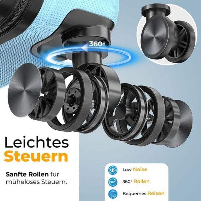 Набір валіз KESSER® 3 шт. | Валізи з ABS, кодований замок, ваги, органайзер, 360° колеса | Ручна поклажа та великі валізи для подорожей та бізнесу (Скай Блю)