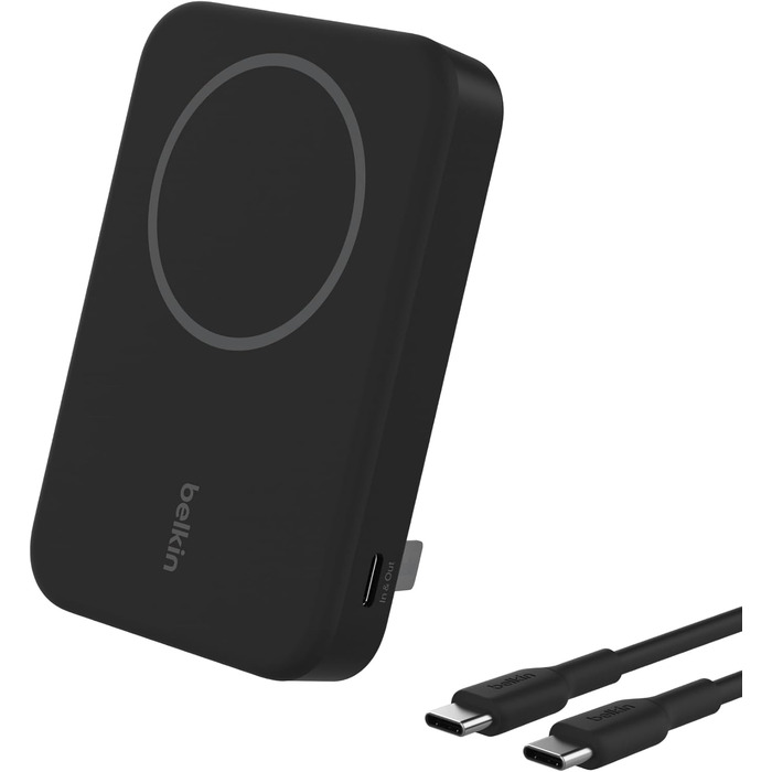 Power Bank Belkin BoostCharge Pro 10000mAh з Qi2, MagSafe, вбудований стійка, чорний, для iPhone 17, Air, 16, 15, 14, Pixel та інші