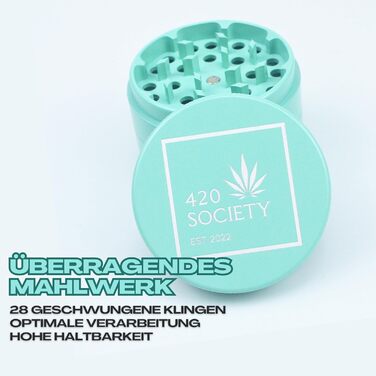 Преміум керамічна млинка для спецій 420 Society, 4-в-1, антипригарна, Nano кераміка, комплект догляду, м'ятна