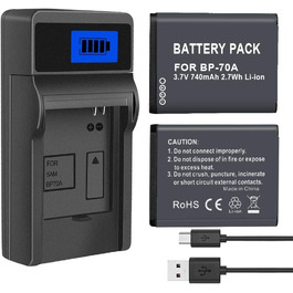 Акумулятор та зарядний пристрій CITYORK EA-BP70A сумісні з Samsung BP-70A ES73 ES74 PL80 PL100 (2 шт.)