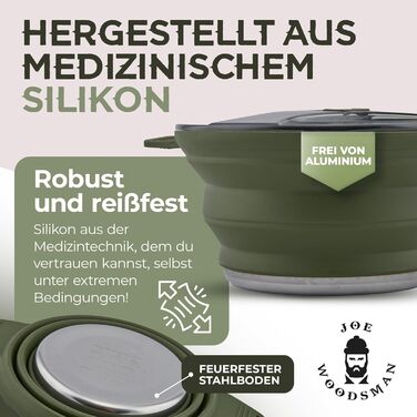 Набір посуду для кемпінгу Joe Woodsman: легкий, складаний, для туризму та подорожей