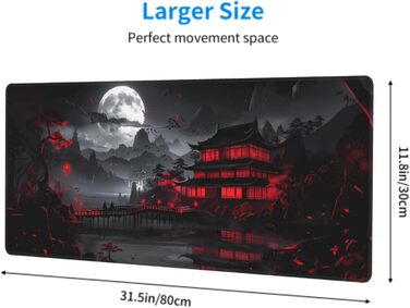 Килимок для миші Anime-стиль, 90 x 40 см, чорно-червоний, для геймінгу та офісу