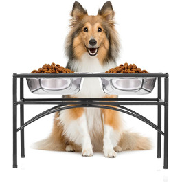 Підставка для мисок для собак маленьких, середніх та великих порід, з 2 мисками з нержавіючої сталі, для тварин з чутливою шкірою, стійка підставка для мисок для води та корму, миска для собак (L)