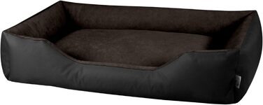 Ліжко для собак BedDog LUPI, м'яке крісло-лежанка для маленьких собак, чорно-коричневе, 150x110x28 см, знімний та пральний чохол