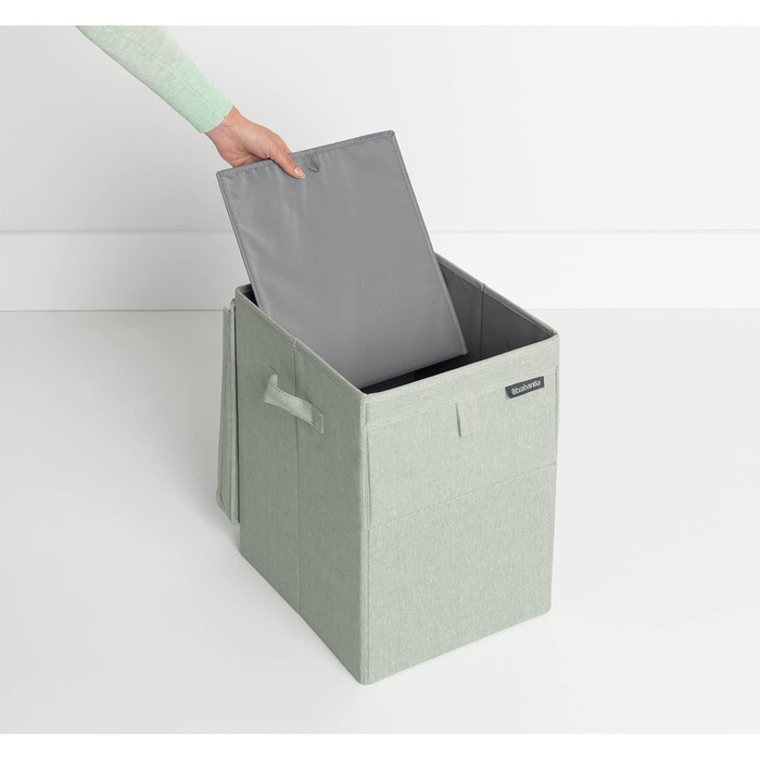 Brabantia - Stackable Laundry Box - Laundry Basket - Easy to fill and empty - Large volume - Quickly folds flat - Lightweight and sturdy handles - Green - 35 L - 37.0 x 44.5 x 32.0 cm