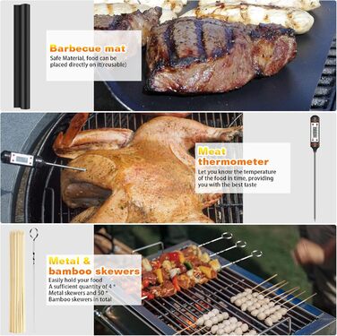 Набір грилю преміум-класу Morole: 75 предметів з нержавіючої сталі (лопатка, щипці, щітка) для кемпінгу та грилю