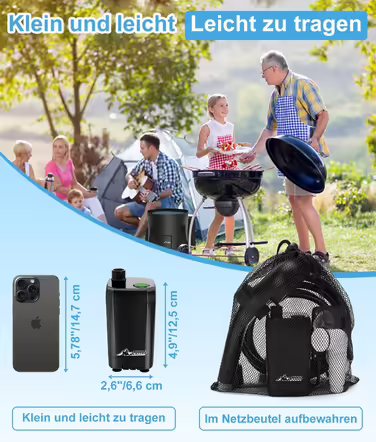 WADEO Portable Camping Shower Battery with Pump and Shower Bucket, Camping Shower with Rechargeable Battery, Mobile Shower Outdoor Showers with Shower Head, for Camping Trips, Garden, Hiking, Car Washing (Black, with 20L Container)