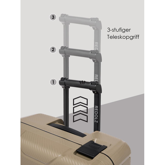 Набір валіз REDOLZ 3 шт. з жорстким корпусом | Система 3-х точкового замикання | З високоякісного поліпропілену | 4 подвійні колеса & TSA-замок | Для жінок та чоловіків (Essentials 15) (Колір: Бежевий, Розмір: M (65 см))