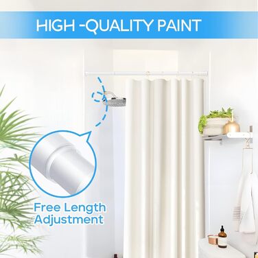 Штанга для карниза без свердління, 113-196 см. Телескопічна штанга для душу, фіранки, вікна, кухні, шафи. (71-122 см, 4 шт., білий)