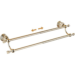 Golden Bathroom Toothbrush Holder, Gold Crystals, Bathroom Hardware (Double Towel Bar, Bright Gold)