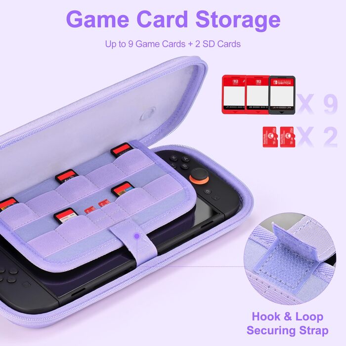 Чохол для Nintendo Switch 2 innoAura Switch 2 Tasche, фіолетовий (Galaxy Lila) - водостійкий, з амортизацією, відділенням для AirTag та великою сітчастою кишенею