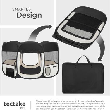 Тектейк® Вольєр для цуценят, вольєр для тварин, віп-коробка для собак, котів, кроликів, вигул, загін для квартири або кемпінгу - огорожа для собак, ґрати для собак, вольєр для вигулу, вольєр для дрібних тварин - рожевий (чорний)