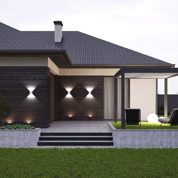 Настінне освітлення YrgePowk 2 шт. з LED лампою G9, зовнішнє та внутрішнє, IP65, регульований кут освітлення, чорний, 4 шт. (білий 6000K)