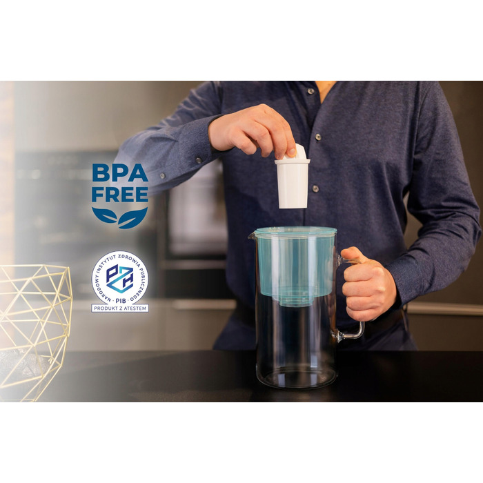 Скляний фільтр-кувшин Wessper D2 BOROSILICATE 3л, м'ятний + 10 фільтрів
