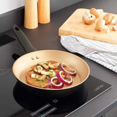 Сковорода-гриль Russell Hobbs 28 см з антипригарним покриттям, індукційна, без PFOA, універсальна, посилене покриття, преміум-якість