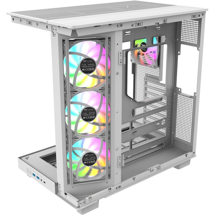 Корпус Thermaltake View 380 XL Wood Snow White – ATX Mid-Tower з RGB підсвічуванням, 4 вентилятори, USB-C, підтримка радіатора 360mm