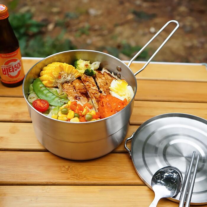 Набір кухонного посуду Anseom для кемпінгу, алюміній, складний, для 1-2 осіб, для туризму, риболовлі, пікніка